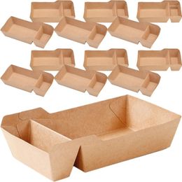 Disposable Dinnerware Kraft Paper Snack Box Case Container Takeout Containers Boxes Party Holder French Fries Bag Tray