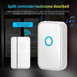 Doorbells wireless door buzzer 918 feet /280 Metres range 52 melody alarm windows C58 home security magnetic sensor storeH240316