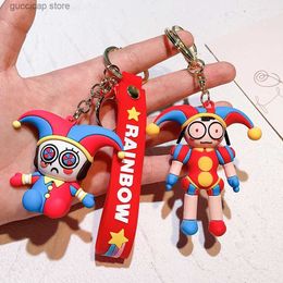 Keychains Lanyards Magical Digital Circus Pomni Jax Sile Cartoon Keychain Toy Theater Rabbit Doll Filling Toy Childrens Christmas Gift Y240316