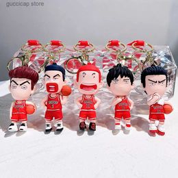 Keychains Lanyards Japanese Anime SLAM DUNK Keychain Sakuragi Hanamichi Rukawa Kaede Hisashi Mitsui Action Figure Bag Pendant Key Chain Model Toys Y240316