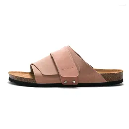 Slippers Classic Men/Women Cork Nubuck Leather Shoes Ladies Clog Slides Flats Heel Sandals Caual Outside Flipflops Couples