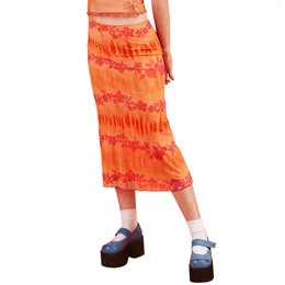 Skirts Women Skirt With Floral Print Bright Colours Bohemian Style Casual Summer Beach Clothing