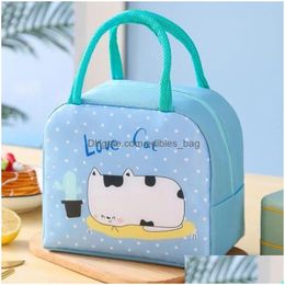 Storage Bags Cute Lunch Bag Cartoon Bento Box Small Thermal Insated Pouch For Kids Child School Container Tote Handbag Drop Delivery Dhdgr