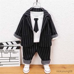 Clothing Sets New Spring Autumn Baby Boys Clothes Children Casual Coat T-Shirt Pants 3Pcs/Sets Toddler Gentleman Suit Infant Kids Tracksuits