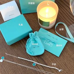 Tifaniym classic Ty C Blue Peach Heart Set Necklace Bracelet Combination Accessories TF Minimalist Jewellery