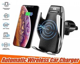 S5 Wireless Car Charger Automatic Clamping For iphone Android Air Vent Phone Holder 360 Degree Rotation 10W Fast Charging with Box4663113