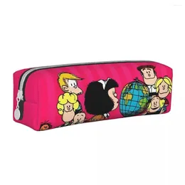 Mafalda Friends Pencil Case Cute Cartoon Square Pouch Girl Boy Lovely University School Cases Stationery Organizer