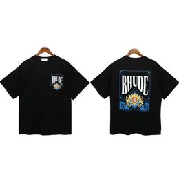 Mens Designer Rhude Shirt Card Logo Lettered Print Rhude T Shirt Couples for Men and Women Tshirt Summer Shirt 788