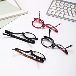 Sunglasses Fashion Rotating Magnifying Makeup Reading Glasses For Women Folding Clamshell Cosmetic Presbyopic Elder Unisex