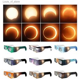 Sunglasses 6/12 pieces of solar eclipse goggles with UV light blocking for safety viewing. Colour sun image printing paper H240316