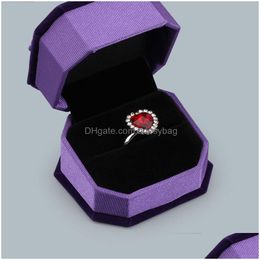 Jewellery Boxes Purple Veet Bowknot Jewellery Packaging Storage Boxes For Pendant Necklaces Charm Bracelets Ring Earring Bangle Display Ca Dhnyl