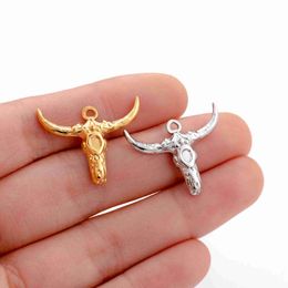 Dangle Chandelier 3Pcs/Lot Western Cattle Head Charms Stainless Steel National Cow Pendant for Earring Necklace Bracelet Jewellery Making Wholesale 24316