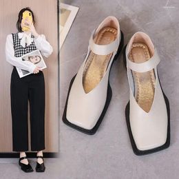 Dress Shoes For Women 2024 Moccasins Square Toe Ladies Summer Footwear Low Heel Elegant Office Black Fashion E 39