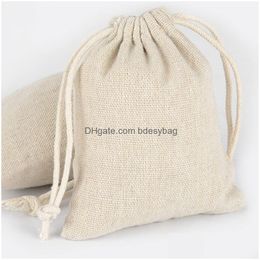 Jewelry Pouches, Bags Mtifunctional Linen Jewelry Storage Bags Beaded Bracelets Pendant Necklace Earring Dstring Pouches Packaging Wed Dhxlf