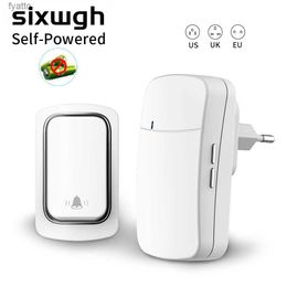 Doorbells SIXWGH wireless doorbell without battery requires waterproof and self powered kit home outdoor dynamic ring ringtoneH240316