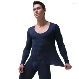 Men's Thermal Underwear Bottom Clothes Men Sets Male For Slim Ice Silk Long Johns