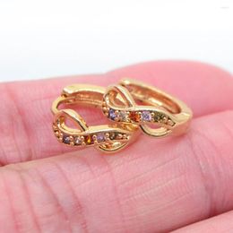 Hoop Earrings Gold Color Women Fashion Multicolor CZ Infinity Symbol Huggie Jewelry