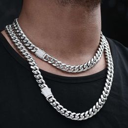 Toptan Hip Hop Paslanmaz Çelik Kilit Toka Kolye 14K Altın Kaplama Buzlu Çıkış Erkekler Miami Küba Bağlantı Zinciri