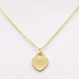 Designer-Edelstahl-Herz-Halskette von Tiffay und Co. Halskette, kurzer Damenschmuck, 18 Karat Gold, Titan, einzelner Pfirsich