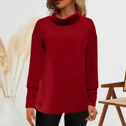 Women's Blouses High Collar Women Knit Top Loose Cozy Winter Wardrobe Ladies' Knitwear With Soft Thick Fabric For Casual