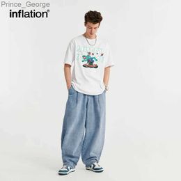 Men's Jeans 2024 spring and summer new radish pants wide-leg jeans European and American street solid color retroL2403