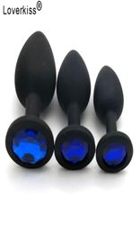 Loverkiss 3PCS Silicone Anal Plug Butt Plug Set Plated Jeweled Sex Stopper Adult Toys for Men Women Anal Trainer for Couples Y18102404837