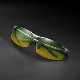 Sunglasses VEITHDIA Fashion Daytime Glasses Night Vision Photochromic Glasses Driving Borderless Mens Polarised Sunglasses 2173 H240316