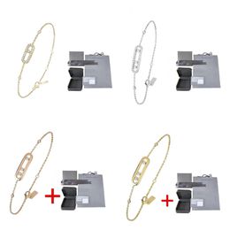 new with box 925 Sterling Silver Charm Bracelets Luxury Brand MeS UNO series MOVE CLASSIQUE Couples 3 Diamond Smooth Bracelet for women Designer Jewelry Gift