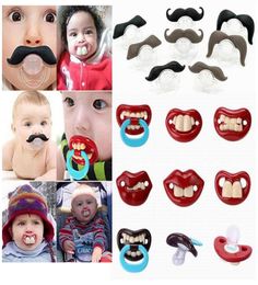 100pcs Cute Funny Dummies Pacifier Baby Novelty Maternity Toddler Child Teething Nipples funny Moustache tooth Pacifiers2346274