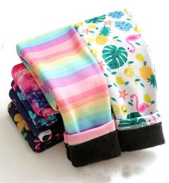 15 Colours New girls floral ranibow fleece leggings tight spring and autumn wear kids milk silk trousers middle children039s war4176158