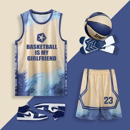 Free Custom MenS Sleeveless Vest Basketball Suit Quick Drying Sports Jersey MenS Breathable And Comfortable Vest Set 240315