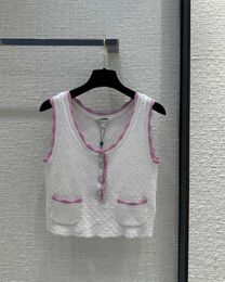 2024 New Spring Summer Scoop Neck Sleeveless Milan Runway Tees High End Jacquard Women's Designer Tops Brand Same Style Sweater 0316-10