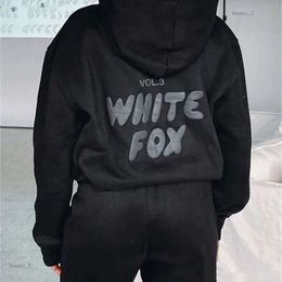 White Fox Hoodie Tracksuit Sets Clothing Set Women Spring Autumn Winter New Hoodie Set Fashionable Sporty Long Sleeved Pullover Hooded 901