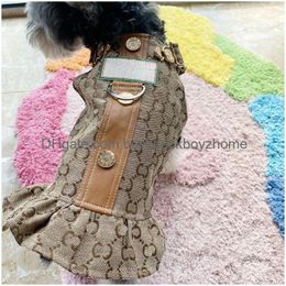 Dog Apparel Designer Dog Dress Brand Apparel Luxury Princess Pet Dresses With Classic Letter Pattern Spring Autumn Skirt Puppy Clothes Dhstr