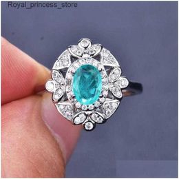 Wedding Jewelry Sets Earrings Necklace Natural Stone Emerald Paraiba Tourmaline Turquoise Rings For Women Stud Ear Sterling Sier 925 Drop D Dhspl Q240316
