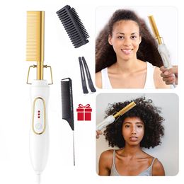 White Comb Electric Comb Wet And Dry Hair Curler Comb Straightening Heating Comb Iron Environmentally Gold Comb 240306