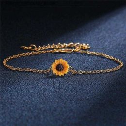 Wedding Jewelry Sets Earrings Necklace 5pcs/lot Set Women Sunflower Accessories Necklace/Earrings/Ring/ Jewelry Sets For Girls Gifts Q240316