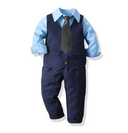 children039s suit for the new year for the baby clothing 4pieces boys 2019 fall costume vest Striped tie toddler boy clothes6301605