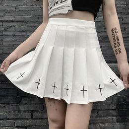 Skirts Women Y2k Mini Skirt Harajuku Goth Punk Belted Front Pocket A-Line Gothic Pleated High Waist Plaid Skater