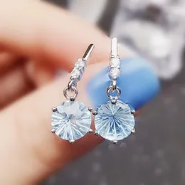 Dangle Earrings Natural Real Luxury Blue Topaz Drop Earring 8 8mm 2.5ct 2pcs Gemstone 925 Sterling Silver Fine Jewelry X219173