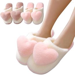 Walking Shoes Unisex Heart Warm Slippers Non-Slip Fluffy Soft Winter Platform Lovers Home