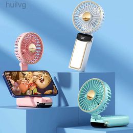 Electric Fans Mini Hand Fan Rechargeable 3500MAH Portable Desktop Folding Hanging Silent Usb Neck Holder for Camping Home Outdoor 240316