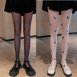 Women Socks Sheer Tights Warm Blue-Butterfly Stockings Pantyhose Hollow Stocking Bottoming Ultra-Thin 2pc Print Sexy