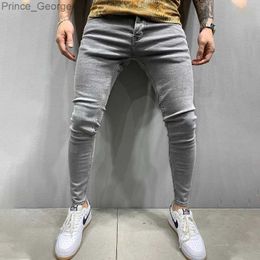 Men's Jeans 2023 New Mens Stretchy SKinny Jeans Solid Colour Slim Fit Casual Pants Fashion Mens Designer Clothes Streetwear Denim TrousersL2403