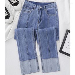 Women's Jeans Woman Korean Casual Ankle Length Kot Pantolon Vintage Oversize 4xl Streetwear Denim Pants Baggy Hight Waist Cuffs Straight