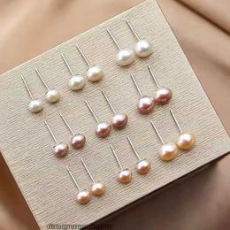Natural Freshwater Pearl Sterling Silver s999 Earrings womens simple and versatile exquisite small earrings pearl earrings