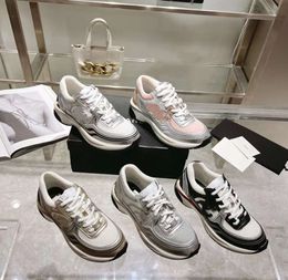 مصمم Running Shoes 23c Sport Runner Lace Up Shown Gold Silver Flat Womans Trainer Mesh Calfskin Nylon Sneakers999