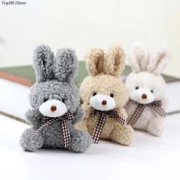 Random 1PCS 11CM Cute Rabbit Bow Plush Stuffed Doll Tie Bunny Soft Pillow Toy Home Decor Kid Gift Christmas Decoration 240304