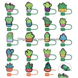 Drinking Sts Sweet Cactus Plants Sile St Toppers Accessories Er Charms Reusable Splash Proof Dust Plug Decorative 8Mm/10Mm Drop Delive Otkkw