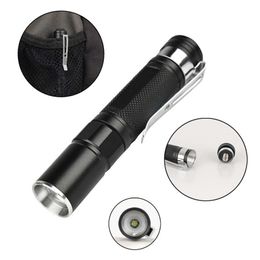 New Mini Aluminum Alloy LED Outdoor Camping Telescopic Zoom Portable Pen Clip Strong Light Flashlight 351048